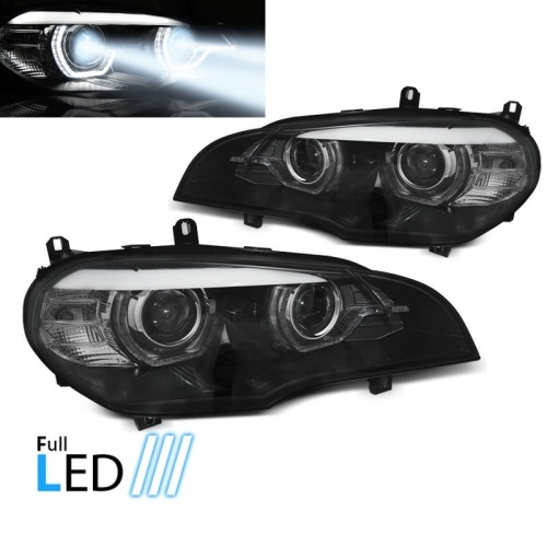 2 Phares fullLED BMW X5 E70 Angel Eyes LED 07-13 - Noir