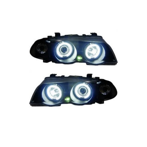 2 Phares angel eyes CCFL BMW E46 Berline phase 1 98-01 - Noir