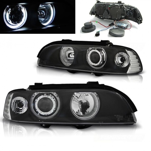 2 Phares avant BMW Serie 5 E39 Angel Eyes CCFL 95-03 - Noir