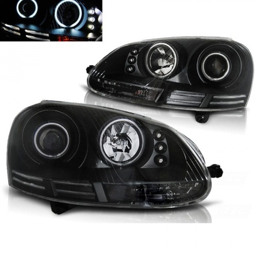 2 Phares avant VW Golf 5 03-09 Angel Eyes CCFL - Noir