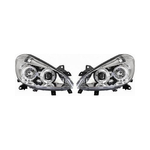 2 Phares avant Renault Clio 3 05-09 Angel Eyes led - Chrome