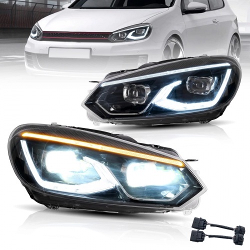 2 Phares halogene VW GOLF 6 fullLED 08-13 look facelift G8 silver - dynamiques