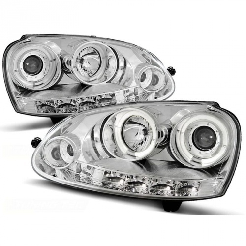 2 Phares avant VW Golf 5 03-09 Angel + Devil Eyes - Chrome