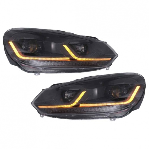 2 Phares avant VW GOLF 6 LED 08-13 look facelift G7.5 black - dynamiques