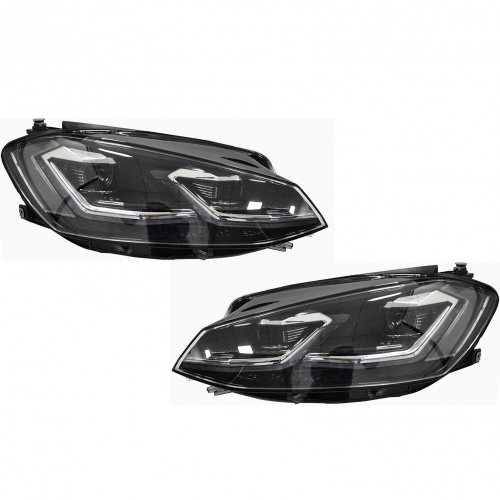 2 Phares avant VW Golf 7.5 phase 2 - look R - Noir - Full LED Dynamiques