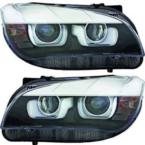2 Phares avant BMW X1 E84 Angel Eyes 3D LED 12-14 - Noir