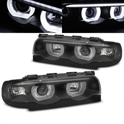 2 Phares BMW Serie 7 E38 Angel Eyes LED U-LTI 94-01 - Noir