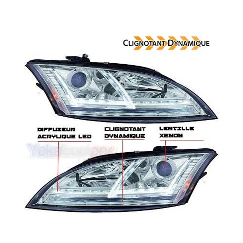 2 Phares xenon AUDI TT 8J  06-11 - look Matrix LED - AFS - Chrome