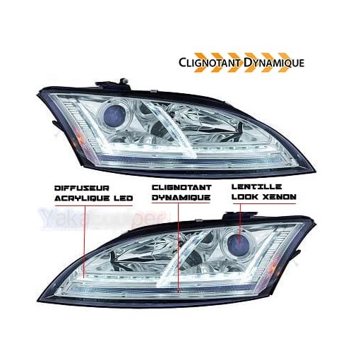 2 Phares AUDI TT 8J  06-11 - look xenon Matrix LED - Chrome