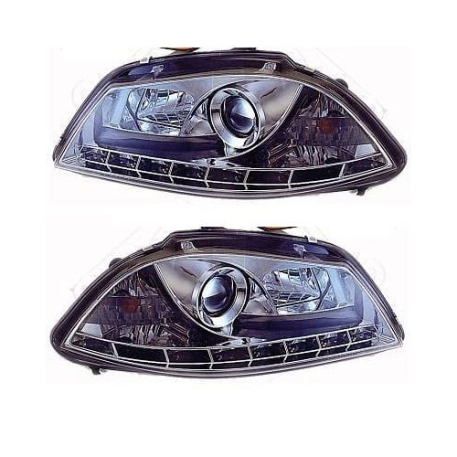 2 Phares SEAT Ibiza 02-08 - Feux jour LED - Chrome
