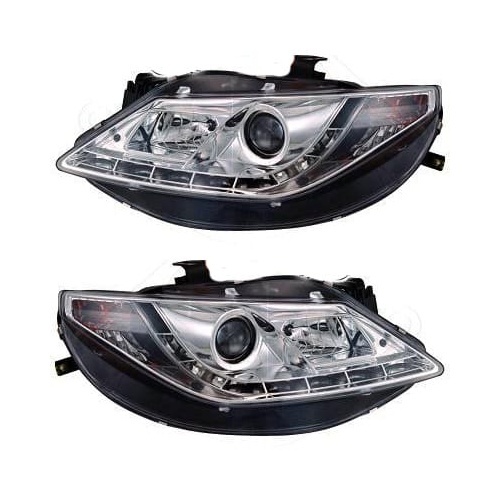 2 Phares SEAT Ibiza 08-12 - Feux jour LED - Chrome