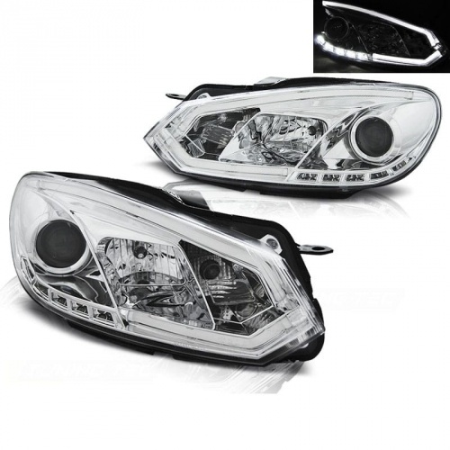 2 Phares avant VW GOLF 6  DRL LED 08-12 Chrome