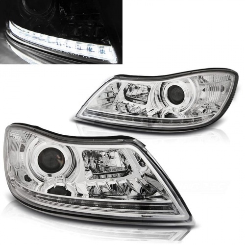 2 Phares avant Skoda Octavia 2 devil eyes DRL LED - 09-12 - Chrome