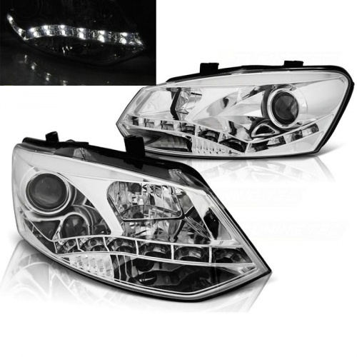 2 Phares avant VW Polo 6R 10-14 - Devil DRL LED - chrome