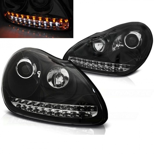 2 Phares xénon Porsche Cayenne DRL LED 03-07 - Noir