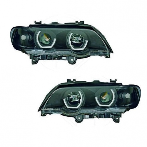 2 Phares BMW X5 E53 Angel Eyes 3D LED 99-03 Noir
