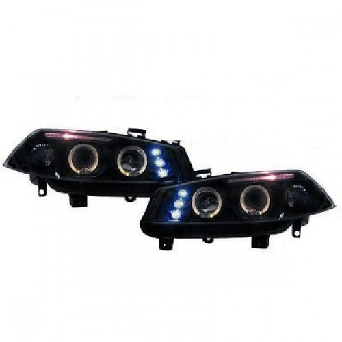 2 Phares avant Renault Megane 2 02-05 Angel Eyes LED - Noir