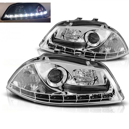 2 Phares SEAT Ibiza 6L - 02-08 - Devil eyes LED - Chrome