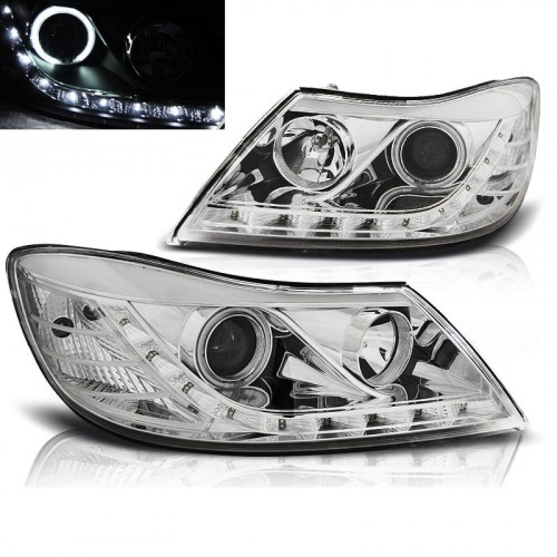 2 Phares avant Skoda Octavia 2 angel eyes CCFL - 09-12 - Chrome