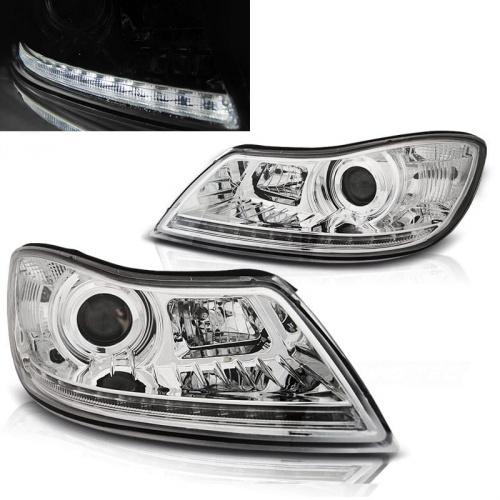 2 Phares avant Skoda Octavia 2 devil eyes LED - 09-12 - Chrome