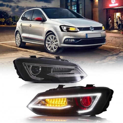 2 Phares VW Polo 6R 6C 10-17 - look Devil LED dynamiques deamon eyes - Noir