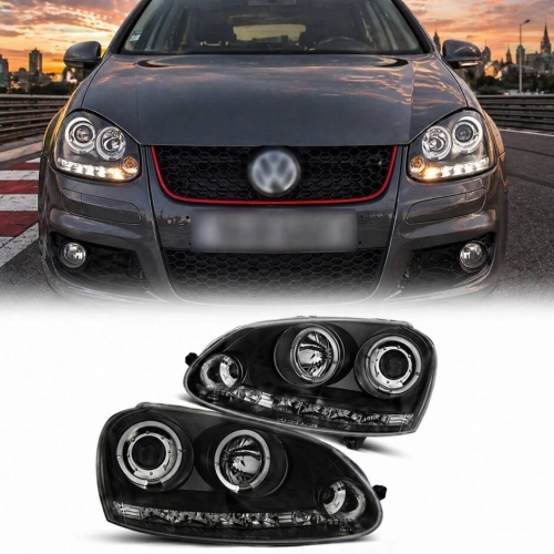 2 Phares avant VW Golf 5 03-09 Angel + Devil Eyes - Noir
