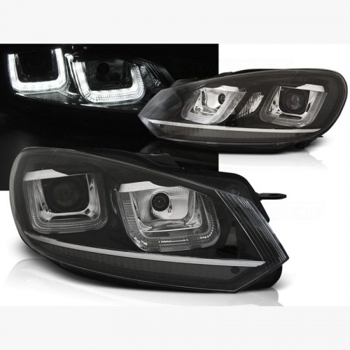 2 Phares avant VW GOLF 6  3D LED 08-12 Noir+chrome