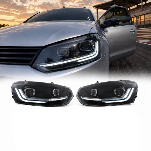 2 Phares VW Polo 6R 6C  10-17 - look Matrix LED - Noir