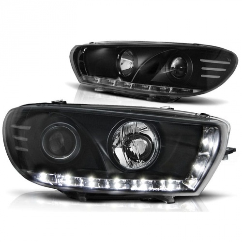 2 Phares avant VW Scirocco Devil Eyes LED 15-17 - Noir
