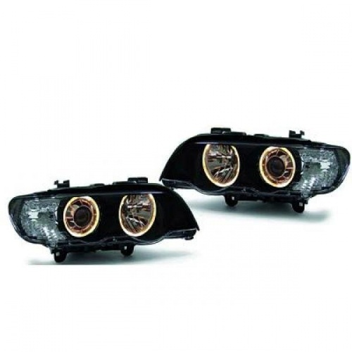 2 Phares avant BMW X5 E53 xenon Angel Eyes 99-03 - Noir