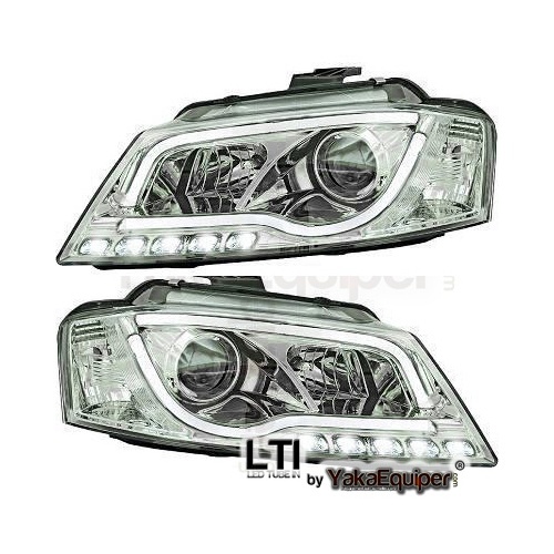 2 Phares avant AUDI A3 (8P) Facelift 08-12 - LTI - Chrome