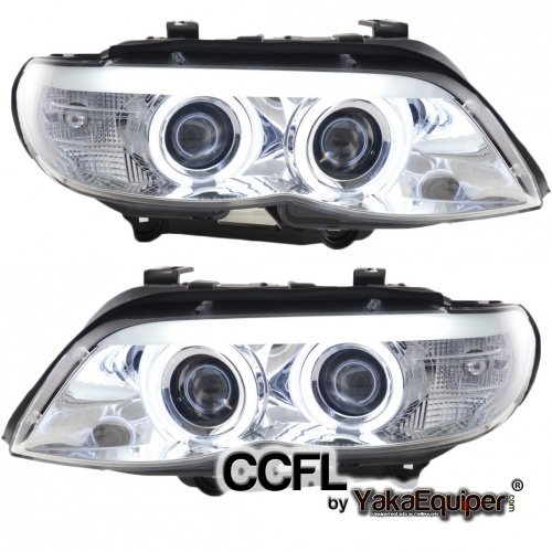 2 Phares avant BMW X5 E53 Angel Eyes CCFL 03-06 - Chrome