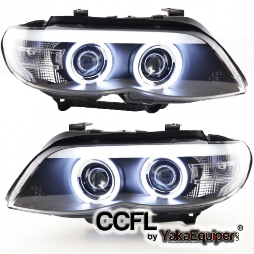 2 Phares avant BMW X5 E53 Angel Eyes CCFL 03-06 - Noir