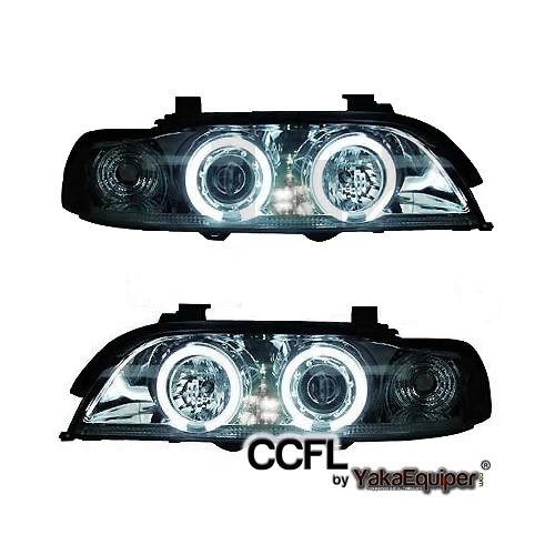 2 Phares avant BMW Serie 5 E39 Angel Eyes CCFL - Chrome