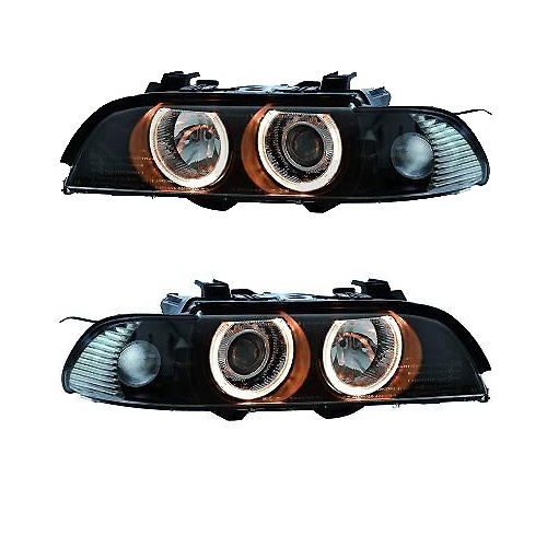 2 Phares avant BMW Serie 5 E39 Angel Eyes - Noir