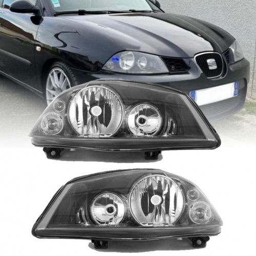 2 Phares SEAT Ibiza 6L H7 H3 - 02-08 - Noir