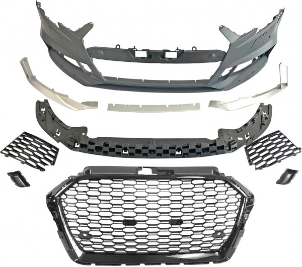 Pare choc avant AUDI A3 8V berline facelift 16-19 - Look RS3 - Noir Alu - PDC