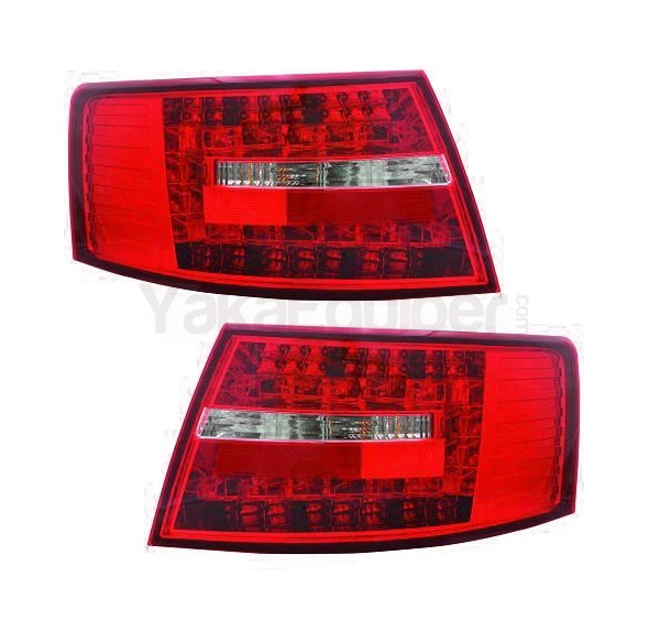 2 Feux arriere AUDI A6 (C6 4F) LED 04-08 Rouge / Clair