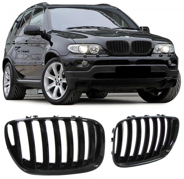 Grilles calandre BMW X5 E53 lci 03-07 - look mperf - Noir Mat