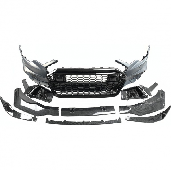 Pare choc avant AUDI A6 C8 18-22 - Look RS6 - Noir Carbone