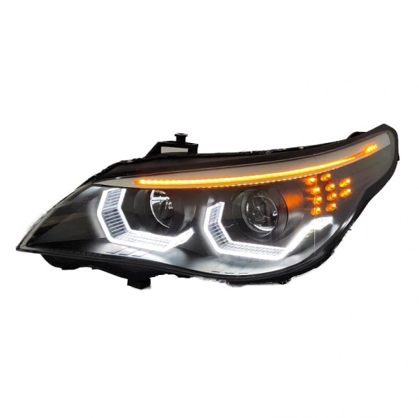 2 Phares xenon BMW Serie 5 E60 E61 Angel Eyes LED 07-10 look Iconic - Noir