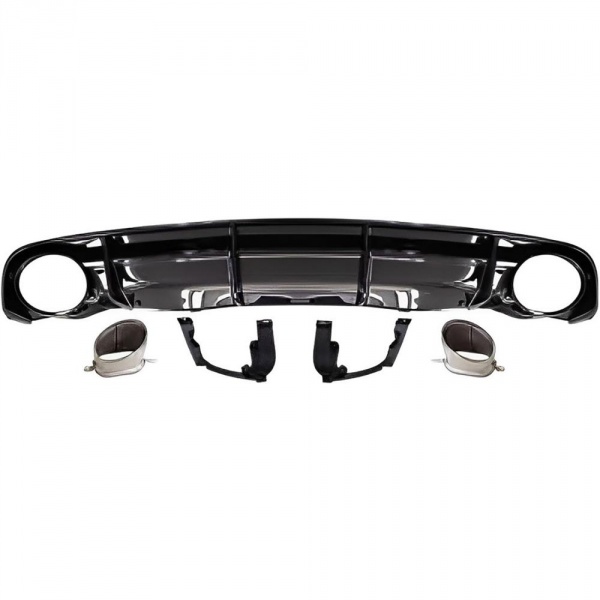 Diffuseur arrière noir brillant avec sorties chrome pour Audi A6 C7 S-Line 15-18