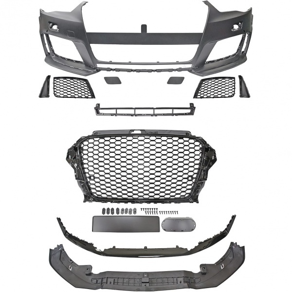 Pare choc avant AUDI A3 8V 12-16 - Look RS3 - Noir brillant - PDC