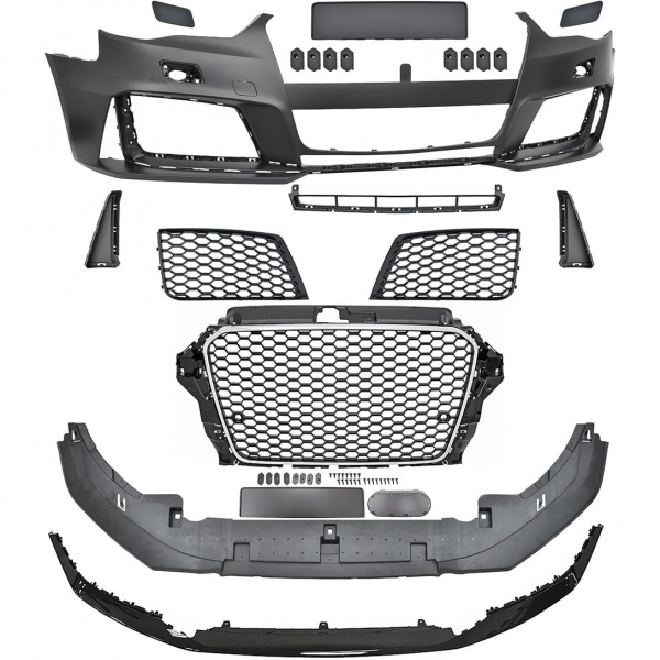 Pare choc avant AUDI A3 8V 12-16 - Look RS3 - Noir chrome