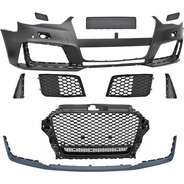 Pare choc avant AUDI A3 8V limousine 12-16 - Look RS3 quattro - Noir - PDC