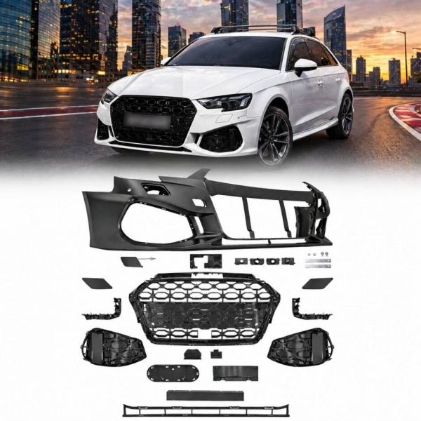 Pare choc avant AUDI A3 8V sportback facelift 16-19 - Look RS3 - Noir - ACC - PDC