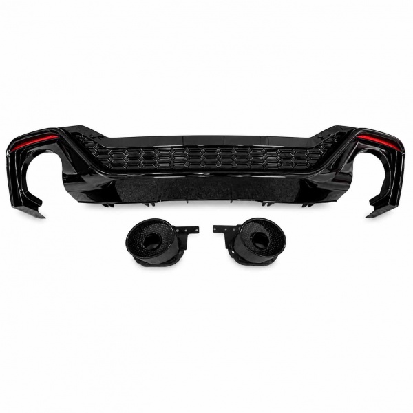 Diffuseur arrière noir brillant avec sorties noires pour Audi A5 Coupé / Cabriolet 19-24