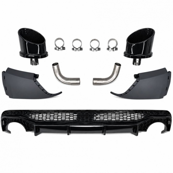 Diffuseur arrière look RSQ5 noir brillant avec sorties noires pour Audi Q5 II FY 20-25