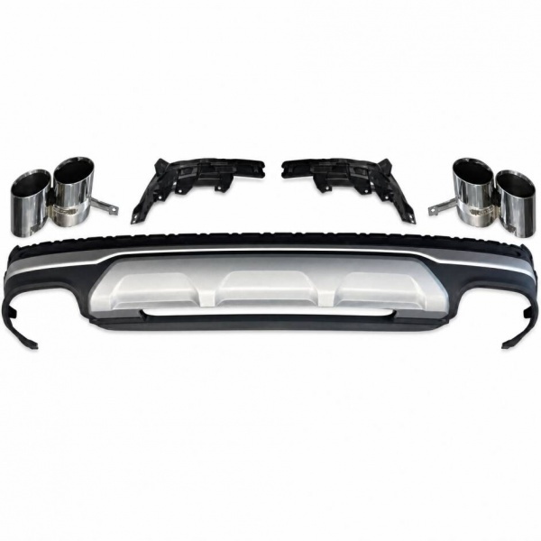 Diffuseur arrière look RSQ7 noir avec quatre sorties chrome pour Audi Q7 II 4M S-Line 20-23