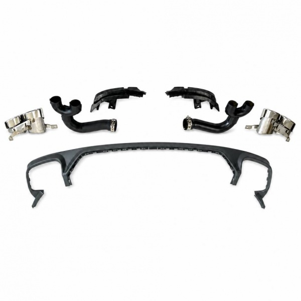 Diffuseur arrière look RSQ8 gris / chrome avec sorties intégrées pour Audi Q8 S-Line / SQ8 18-23